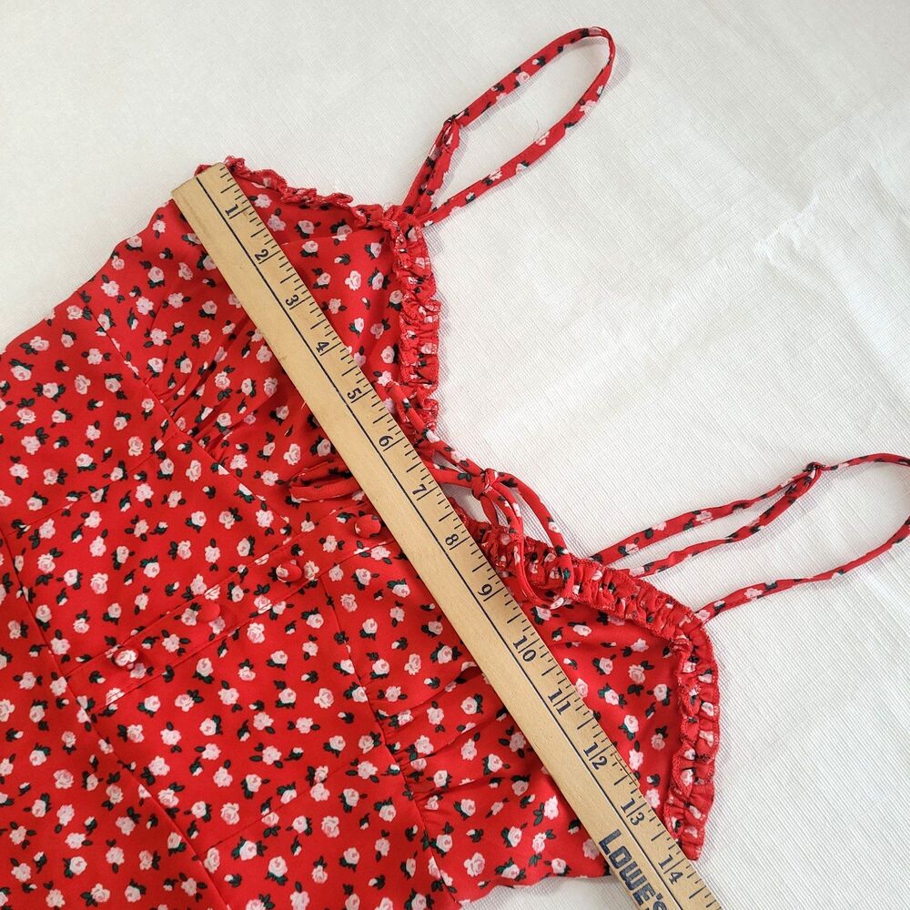 Babydoll Button Sweatheart Sundress Aeropostale S Red Milkmade Ditsy Floral - Picture 6 of 14